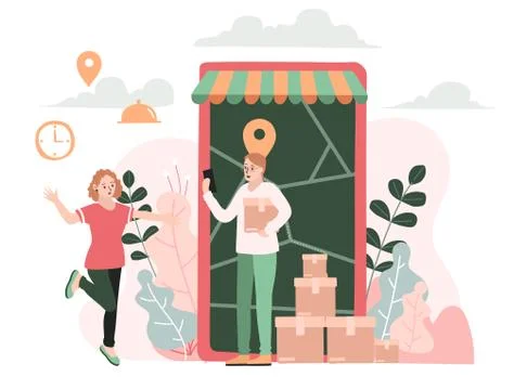 Delivery website banner in flat illustration vector style Stock Illustration