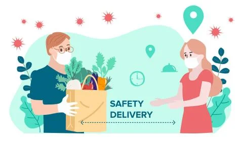 Delivery website banner in flat illustration vector style Stock Illustration