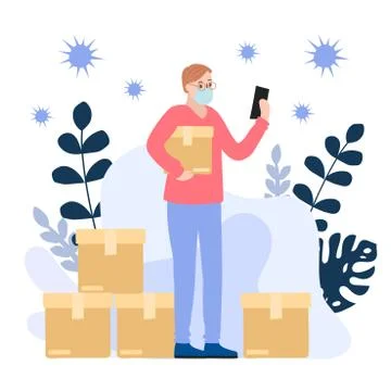 Delivery website banner in flat illustration vector style Stock Illustration