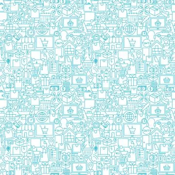 Delivery White Line Seamless Pattern 스톡 일러스트