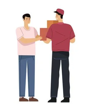 Delivery worker and client Stock Illustration