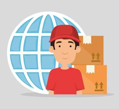 Delivery worker with boxes Stockillustratie