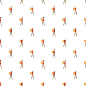 Delivery worker carrying package seamless pattern background Stockillustratie