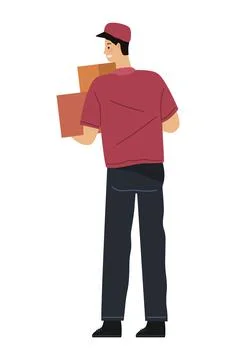 Delivery worker lifting boxes Stock Illustration