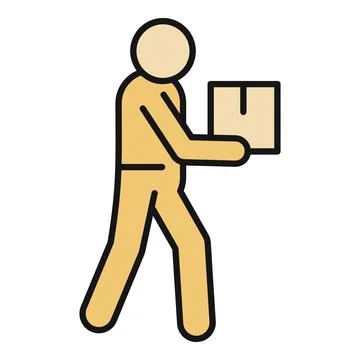 Delivery worker moving an item box icon concept イラスト素材
