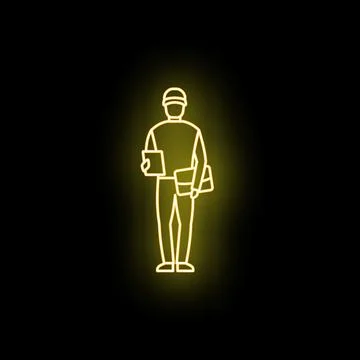 Delivery worker person icon glowing with documents and parcels Stock Illustration