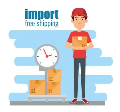 Delivery worker with scale Illustrazione stock