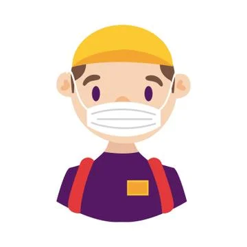 Delivery worker using face mask detailed style Illustrazione stock