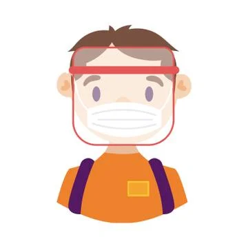Delivery worker using face mask detailed style 스톡 일러스트