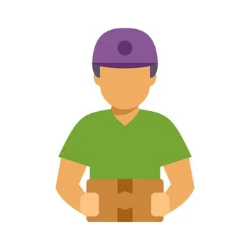 Delivery worker wearing cap holding package Stock Illustration