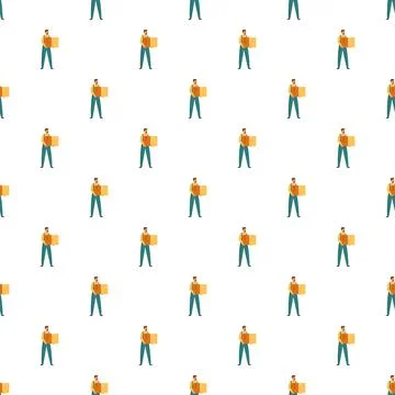 Delivery workers carrying packages seamless pattern Stock Illustration