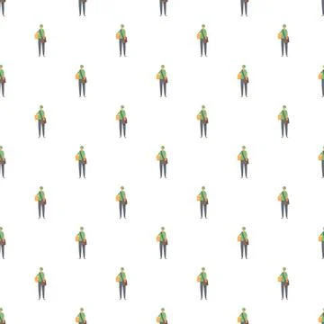 Deliveryman and parcel seamless pattern illustration Stock Illustration