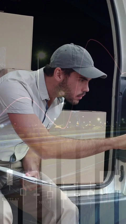 Deliveryman checking packages 4k Stock Footage 341917948