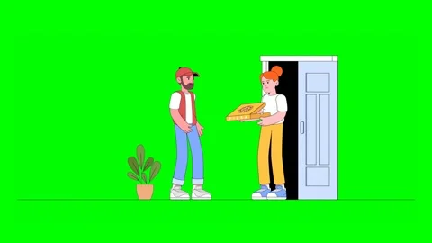 Deliveryman Delivering Wrong Pizza Box to Female Customer at Home and Getti.. Video stock 332050786