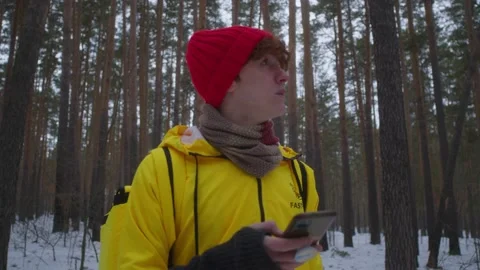 The deliveryman got lost in the forest Stock Footage 236899688