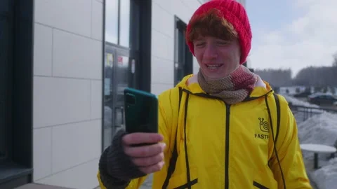 The deliveryman keeps a blog Stock Footage 236900283