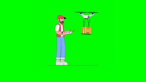 Deliveryman Uses Console to Control Drone for Package Delivery Vídeo Stock 332757444
