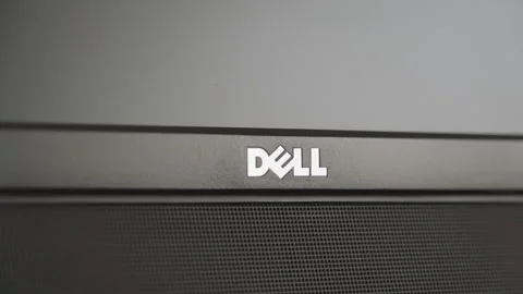 Dell brand logo on modern electronics device Vídeo Stock 335022679