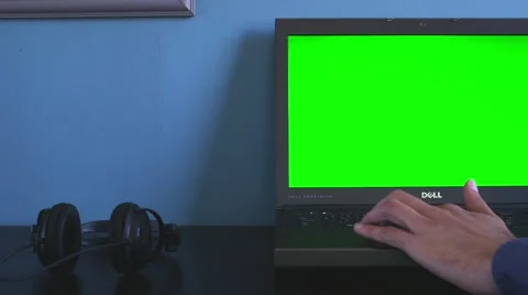 Dell computer on desk showing users hand Stock Footage 63981874