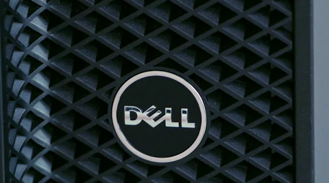 Dell Computer logo on powerful workstation Stock Footage