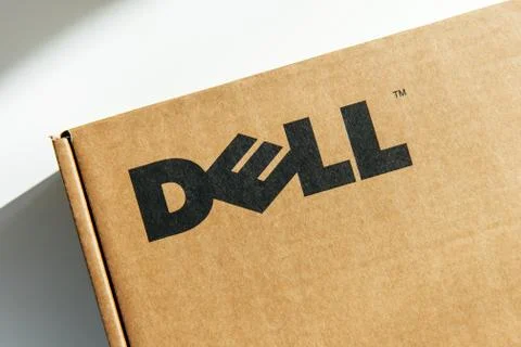 Dell Computers logo on a cardboard computer box Stock Photos