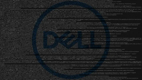 Dell Inc. logo made of source code on computer screen. Editorial loopable Stock Footage 92038651