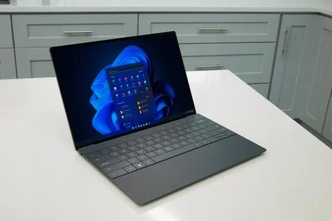 Dell laptop On table  Stock Photos