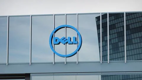 Dell Stock data presented on the logo of the office facade editorial Stock Photos