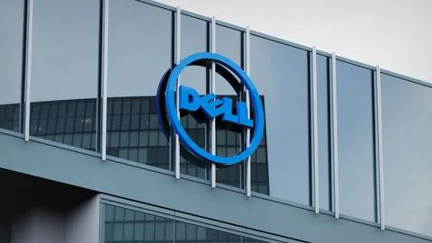 Dell Stock data presented on the logo of the office facade editorial Stock Photos