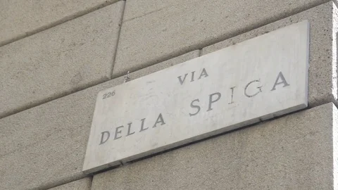 Via della Spiga sign, in Milan, Italy. Stock Footage 80269853