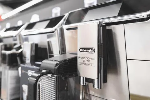 DeLonghi Prima Donna experience professional coffee machine on the table Stock Photos