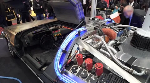 DeLorean DMC-12 Time Machine with open gull-wing door Stock Footage 68644345