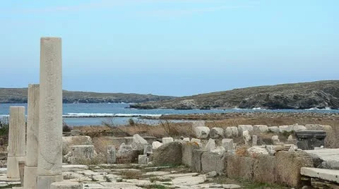 Delos Greece, archaeological site Stock Footage 11136879