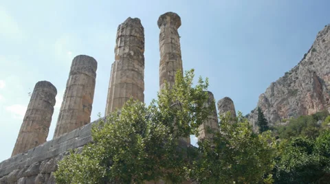 Delphi columns ruins Stock Footage 27646322