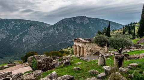 Delphi, Greece - Athenian Treasury Stock Footage 52127702