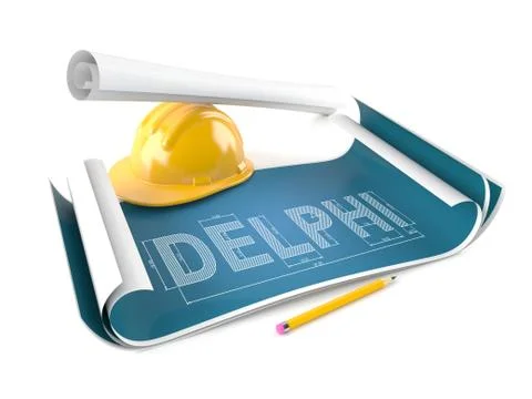 Delphi text on blueprint Stock Illustration