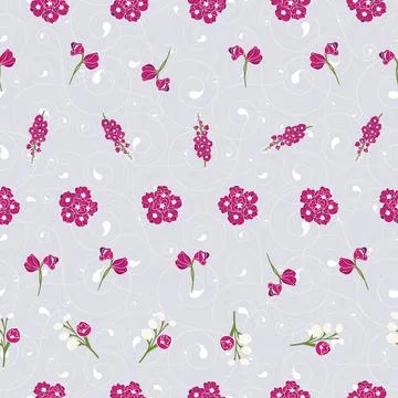 Delphinium small flowers seamless pattern on light grey background Stock Illustration