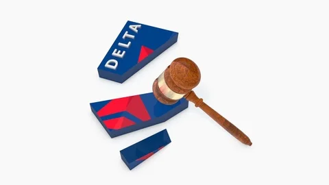 Delta Airlines Logo being crashed by Judge's Gavel (Hammer). Stock Footage 76285435