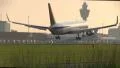 Delta Airplane landing at sunrise HD Footage