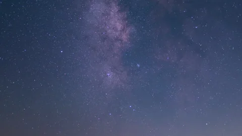 Delta Aquarids Meteor Shower and Milky Way Galaxy 50mm South Sky Zoom In Over Stock Footage 345021047