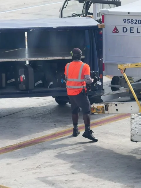Delta Baggage Handler Throwing Bags, Miami, Florida, USA - 31 Jul 2025 Video stock 314285538
