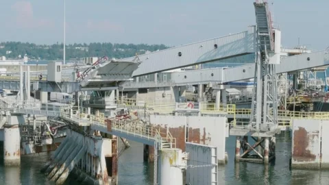 Delta, BC, Canada – July 3, 2026: Multi tiered ramps at BC Tsawwassen terminal Stock Footage 338207414