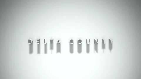 DELTA COUNTY 3D title animation with shadows on a white background Stock Footage 296812953