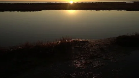 The delta del ebro at sunset in Tarragona Stock Footage 100964903