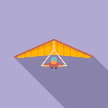 Delta hang glider icon flat vector. Wind plane 스톡 일러스트