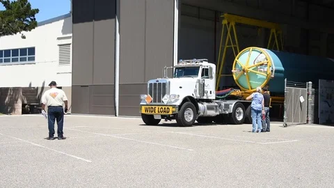 Delta II JPSS-1 First Stage Transport to SLC-1 for Processing - 2016 Stock Footage 94452500