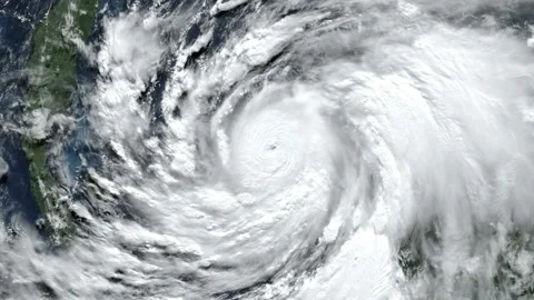 Delta at its initial peak intensity as a Category 4 hurricane view from space   動画素材 237239185