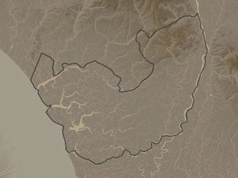 Delta, Nigeria. Elevation map colored in sepia tones with lakes and rivers Stock Illustration