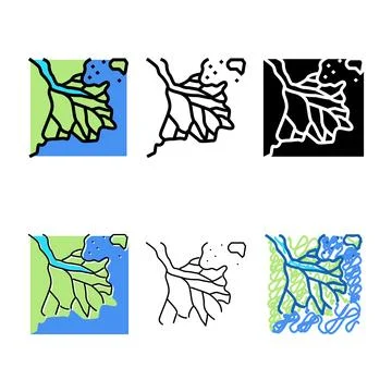 Delta river color icon vector variants Stock Illustration