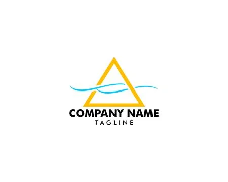 Delta Triangle with Sea Wave Logo Design Vector Stock Illustration